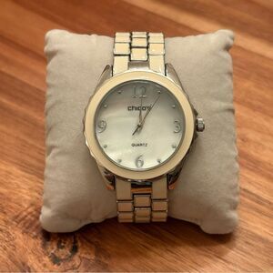 Chico’s | Enamel Link Watch | Cream/Silver | 7.25” Length
